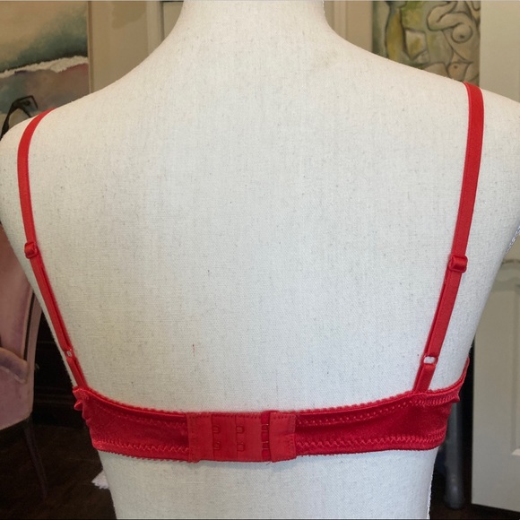 EUC Lily of France 36B Red Lace Bra with Pad Pockets - Picture 3 of 5